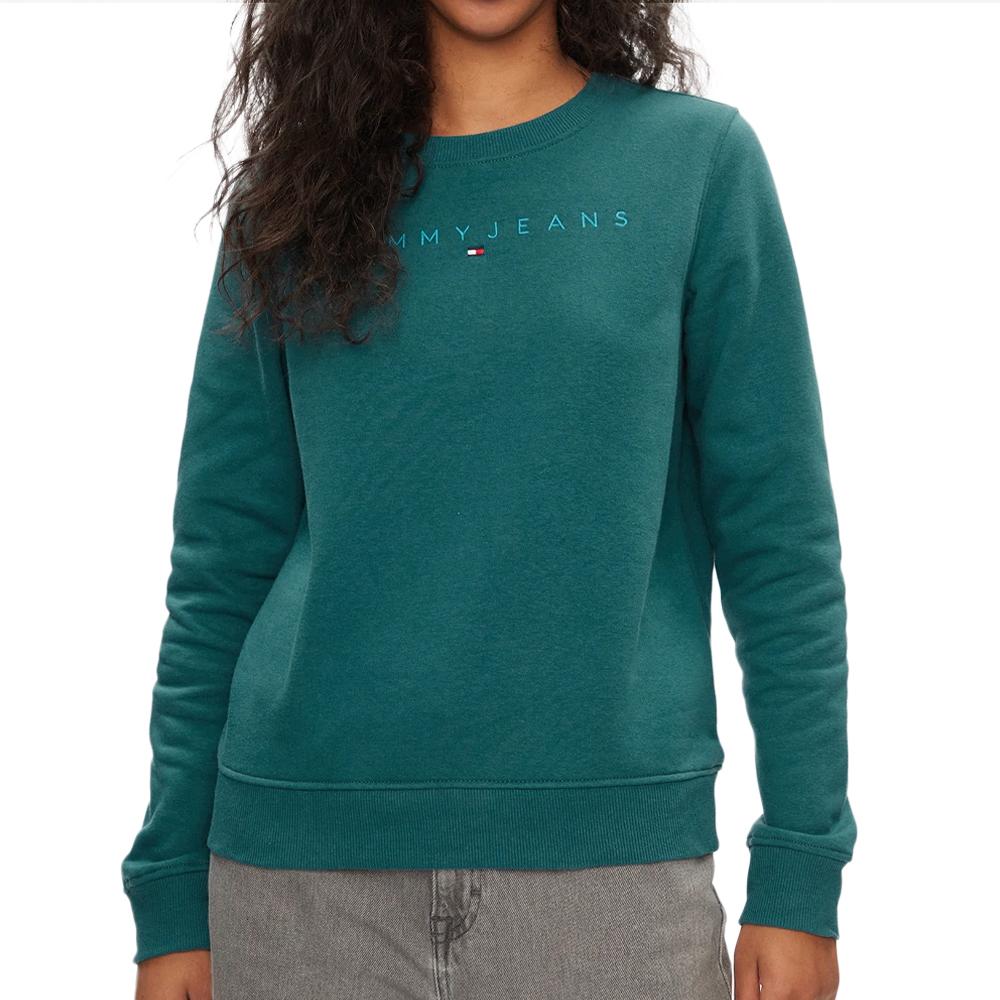 Sweat Turquoise Femme Tommy Hilfiger Linear pas cher