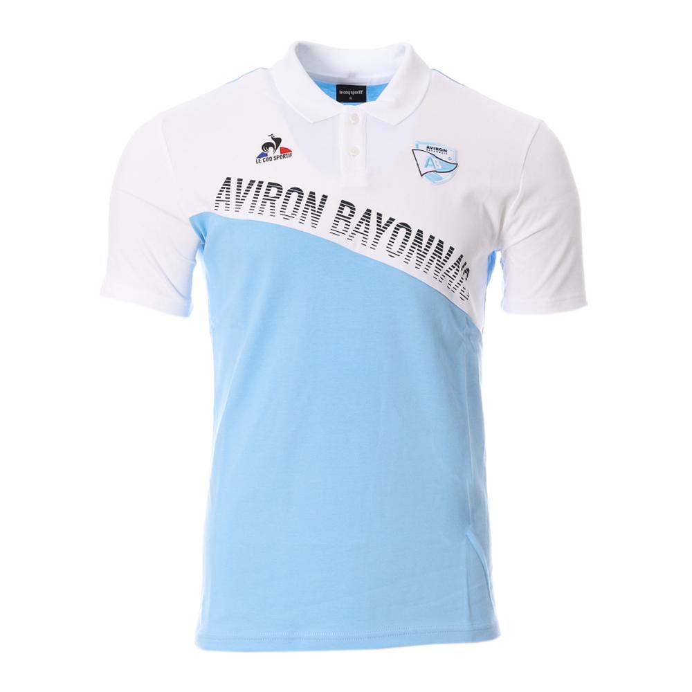 Aviron bayonnais Polo Blanc/Bleu Homme Le Coq Sportif Fanwear pas cher
