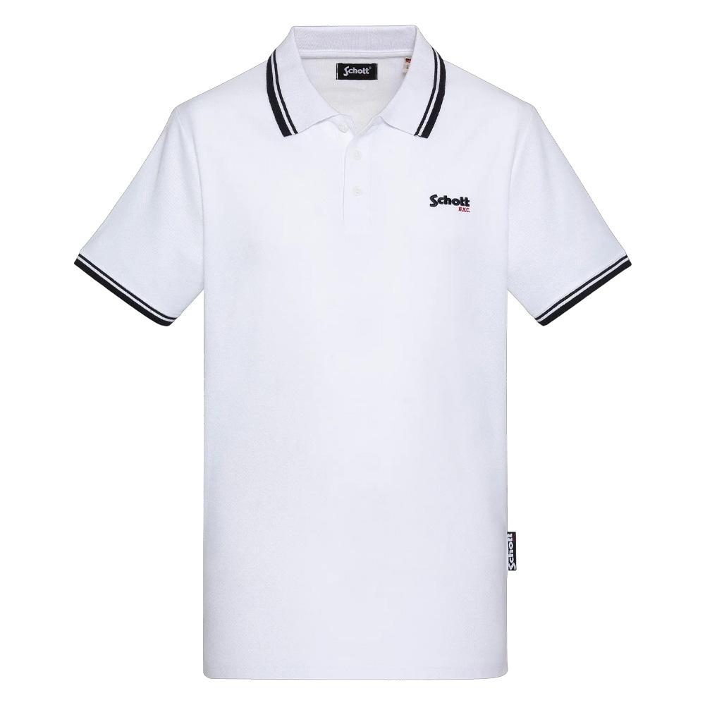 Polo Blanc Homme Schott PSWILL2 pas cher