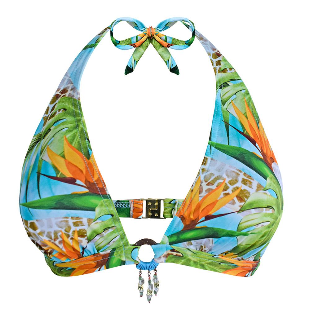 Top de bikini verde/azul para mujer, Garin de Sable, triangular, de espuma ver 2