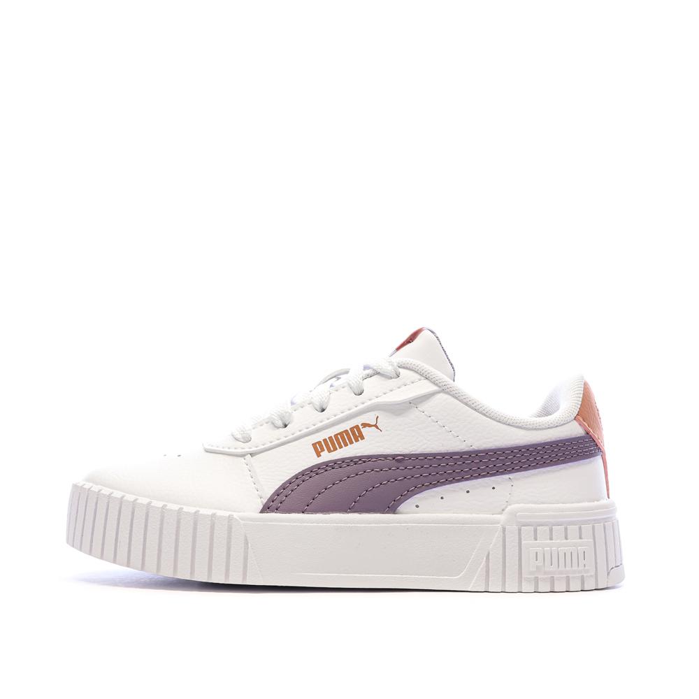 Baskets Blanc/Rose Fille Puma Carina pas cher