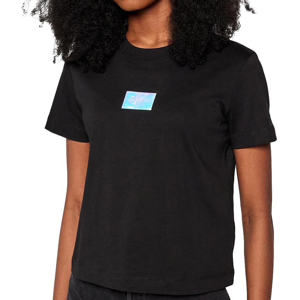 T-shirt Noir Femme Calvin Klein Shine Badge pas cher