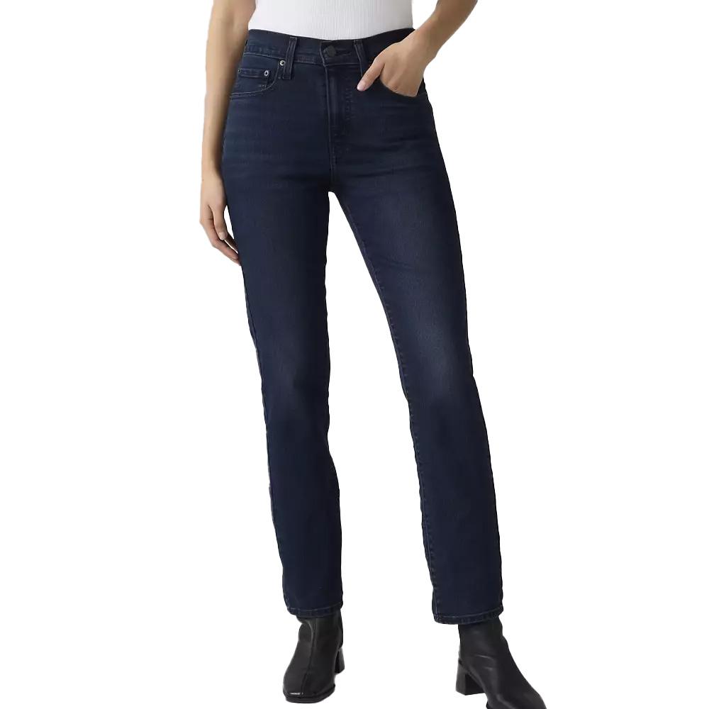 Jean 724 Bleu Marine Femme Levi's High Rise Straight 18883 pas cher
