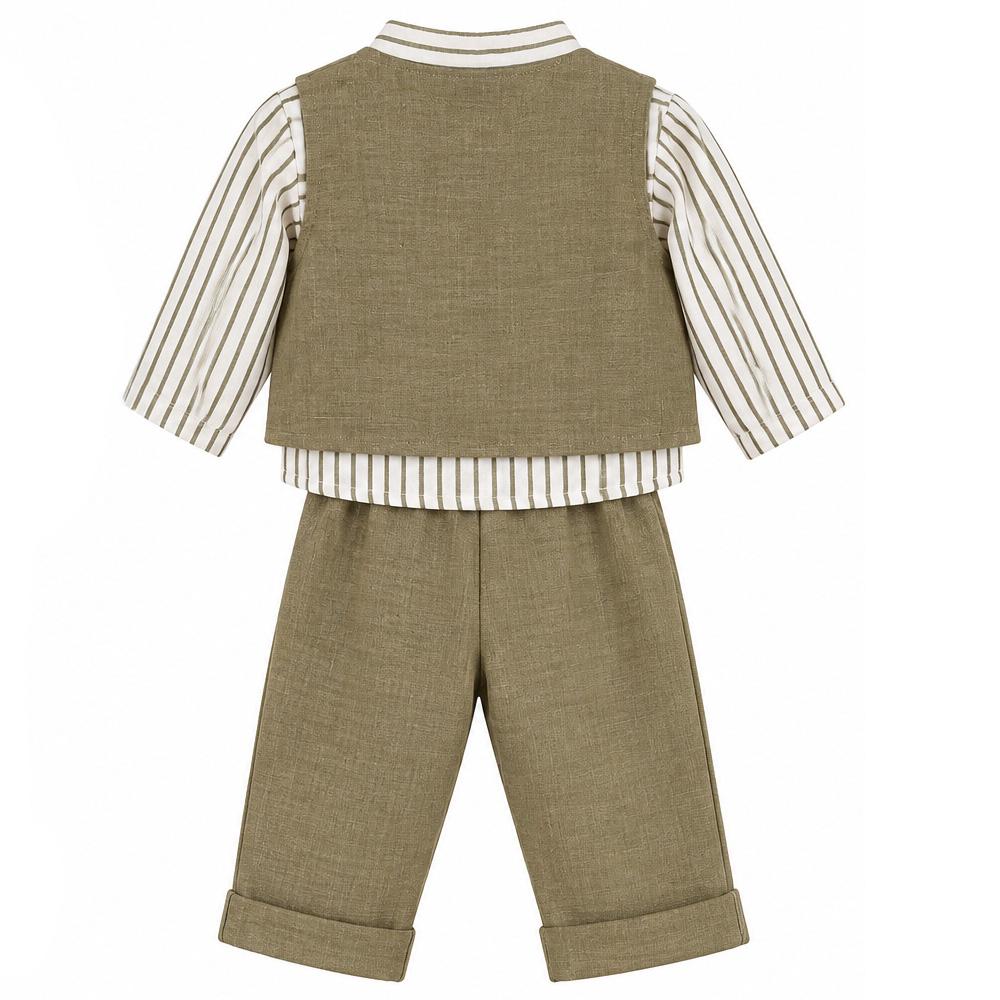 Ensemble Kaki/Blanc Bébé P'tit Mome Lucas vue 2