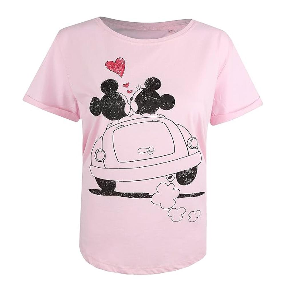 T-Shirt Rose Femme Disney Mickey & Minnie Hearts vue 2
