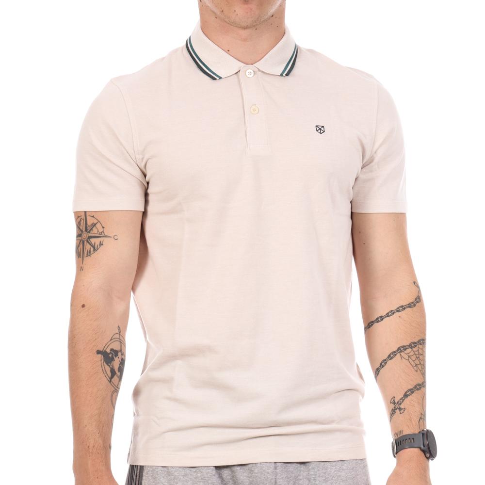 Polo Beige/Vert Homme Jack & Jones Paulos Play pas cher