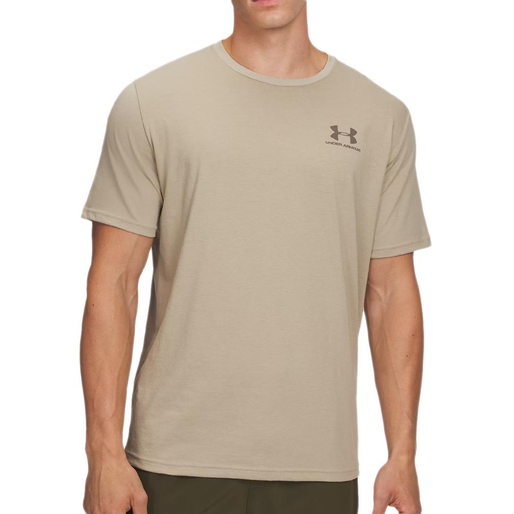 T-shirt Beige Clair Homme Under Armour Left Chest pas cher