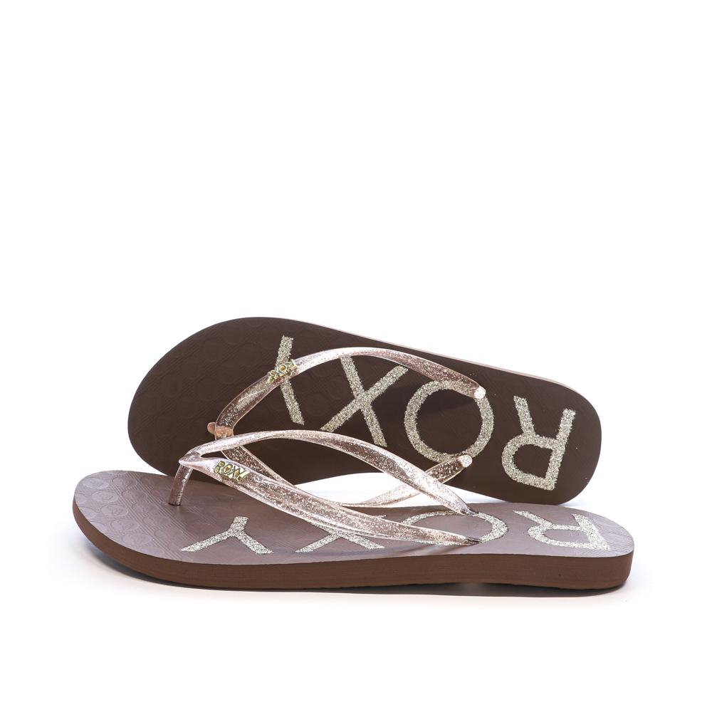 Tongs Marron Foncé/Rose Roxy Viva Sparkle pas cher