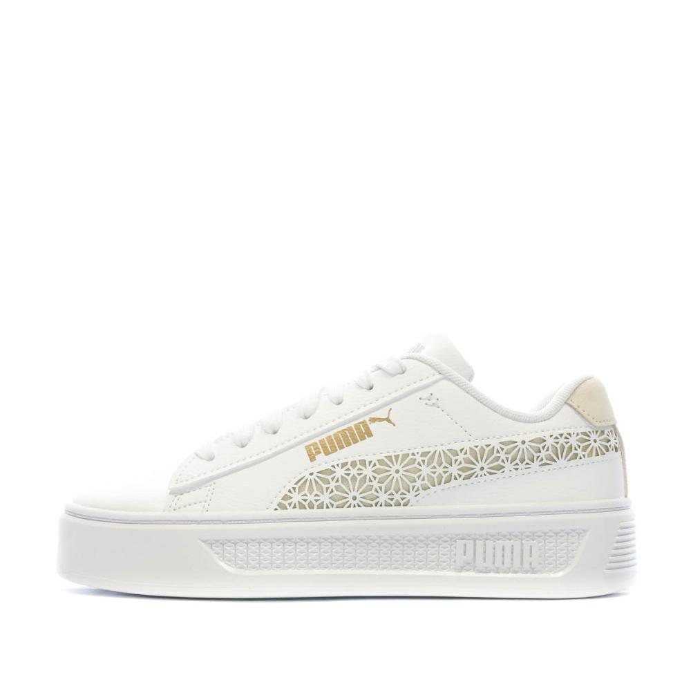 Baskets Blanche/Beige Femme Puma Smash Platform V3 pas cher