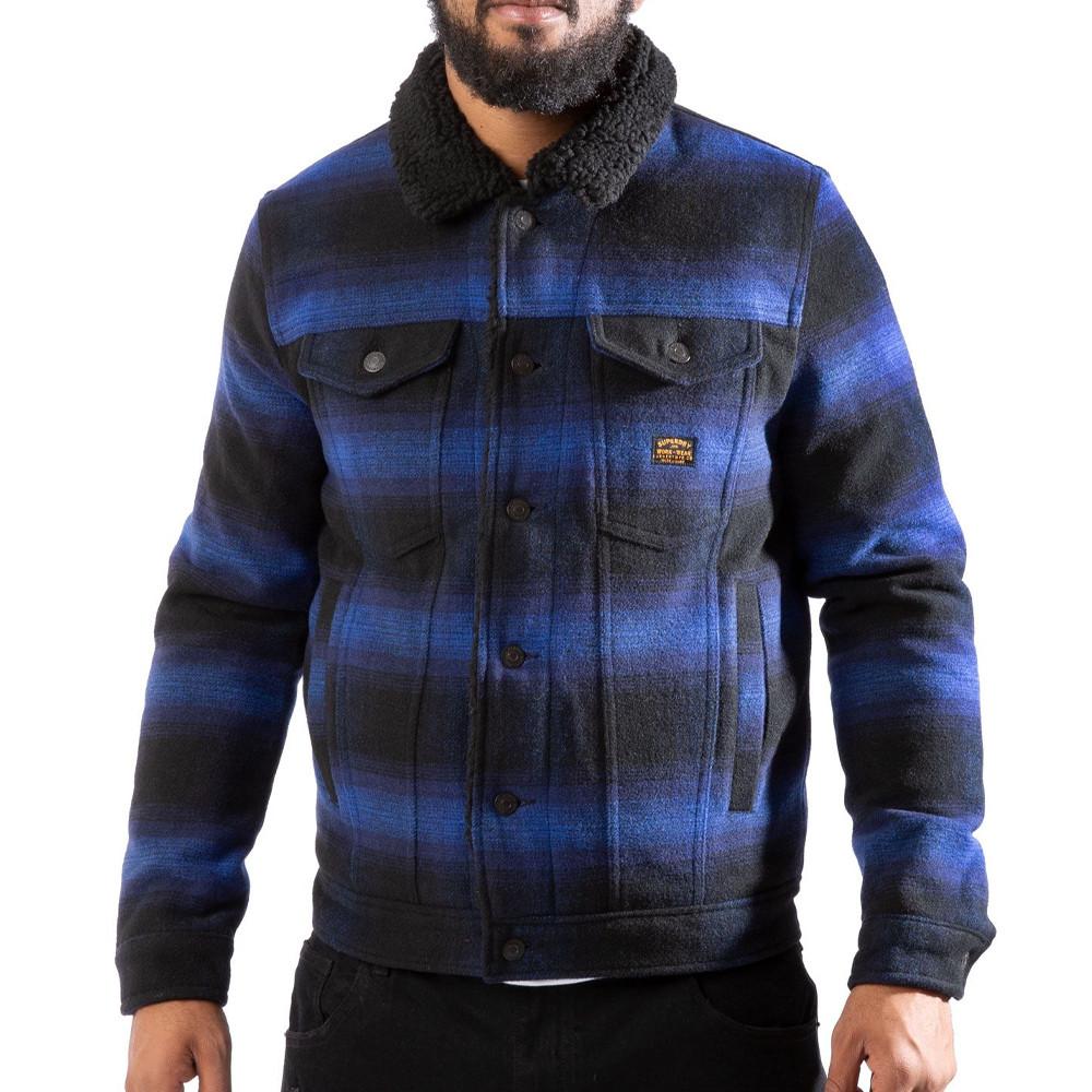 Veste Noir/Bleu Homme Superdry Trucker pas cher