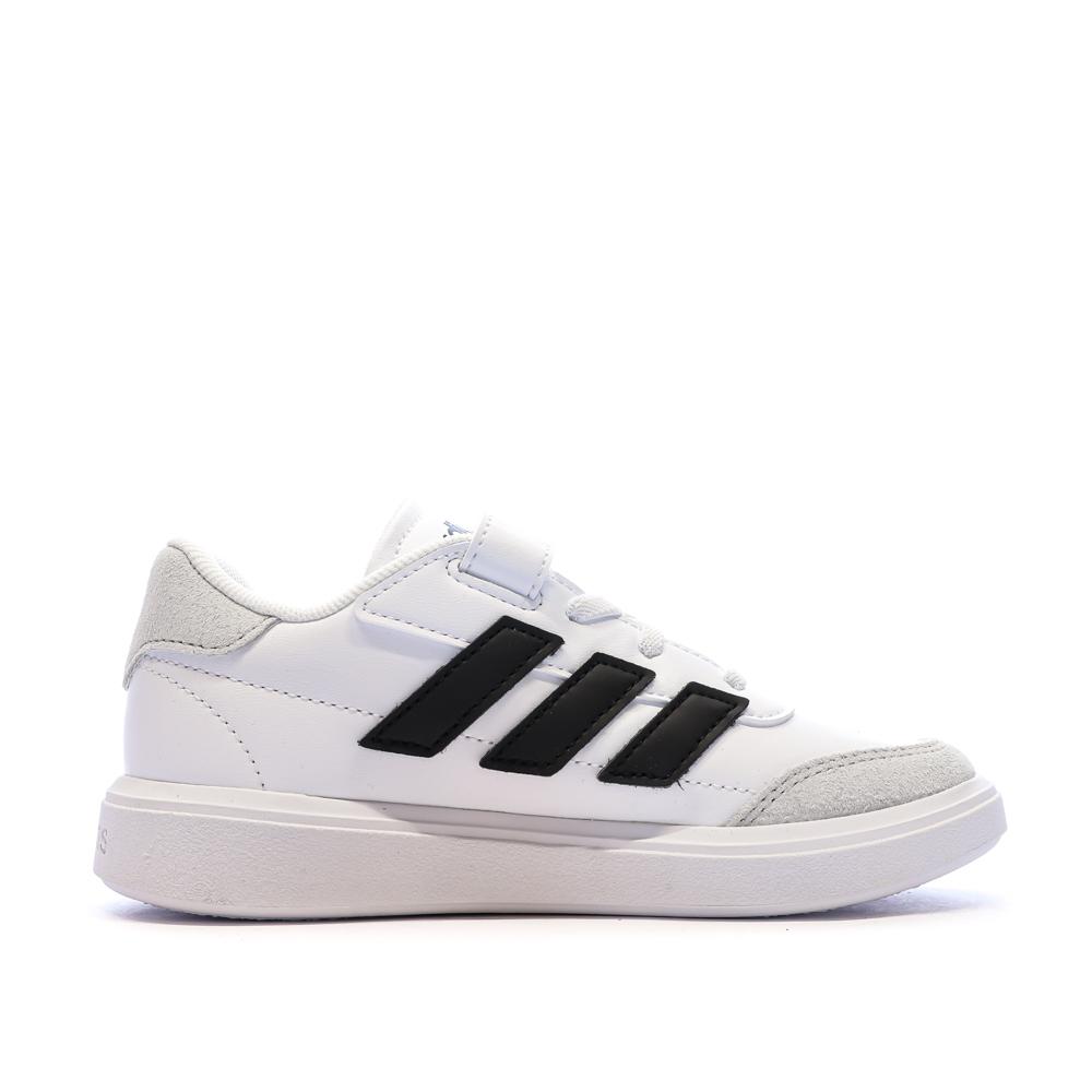 Baskets Blanches/Noir Garçon Adidas Courtblock vue 2