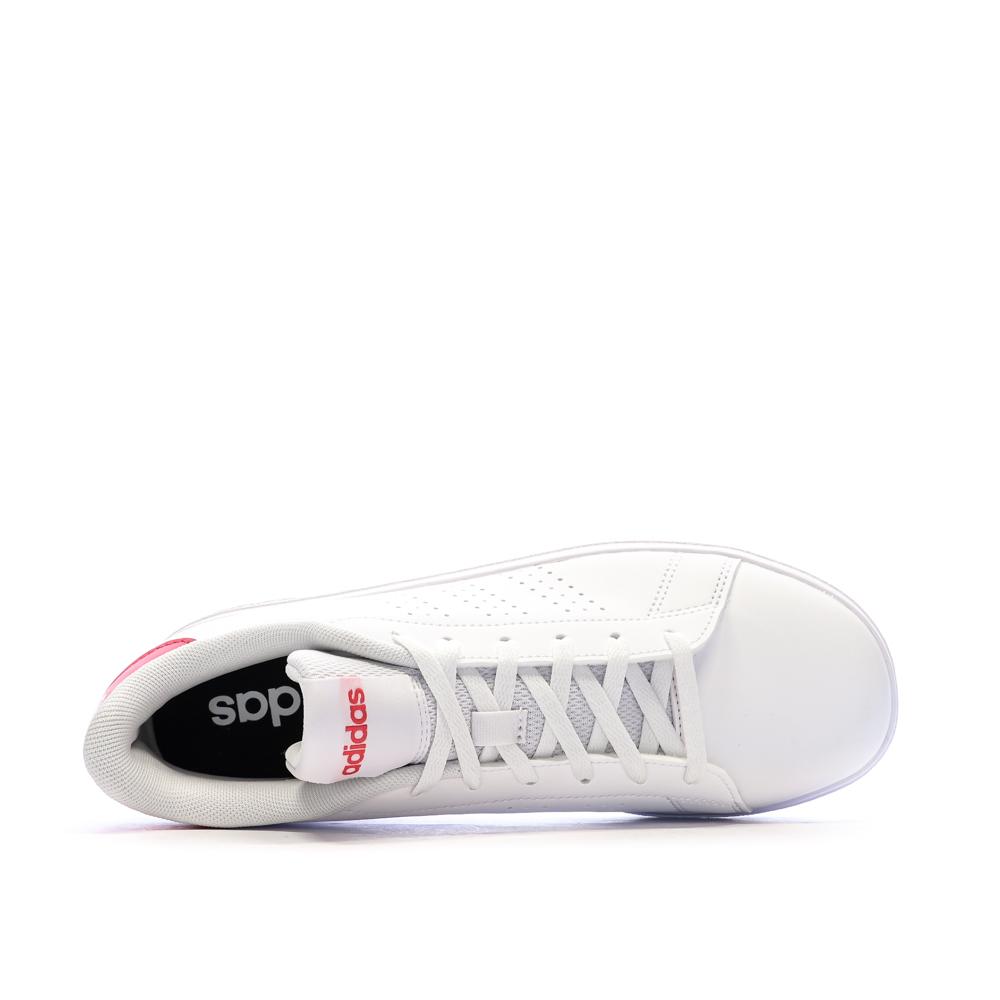 Baskets Blanc/Rose Fille Adidas Advantage vue 4