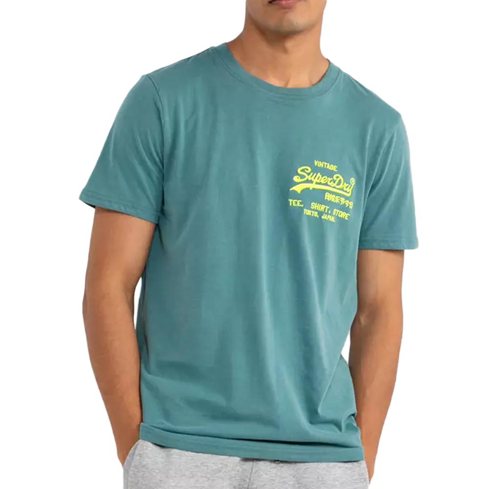 T-shirt Bleu Homme Superdry Neon pas cher