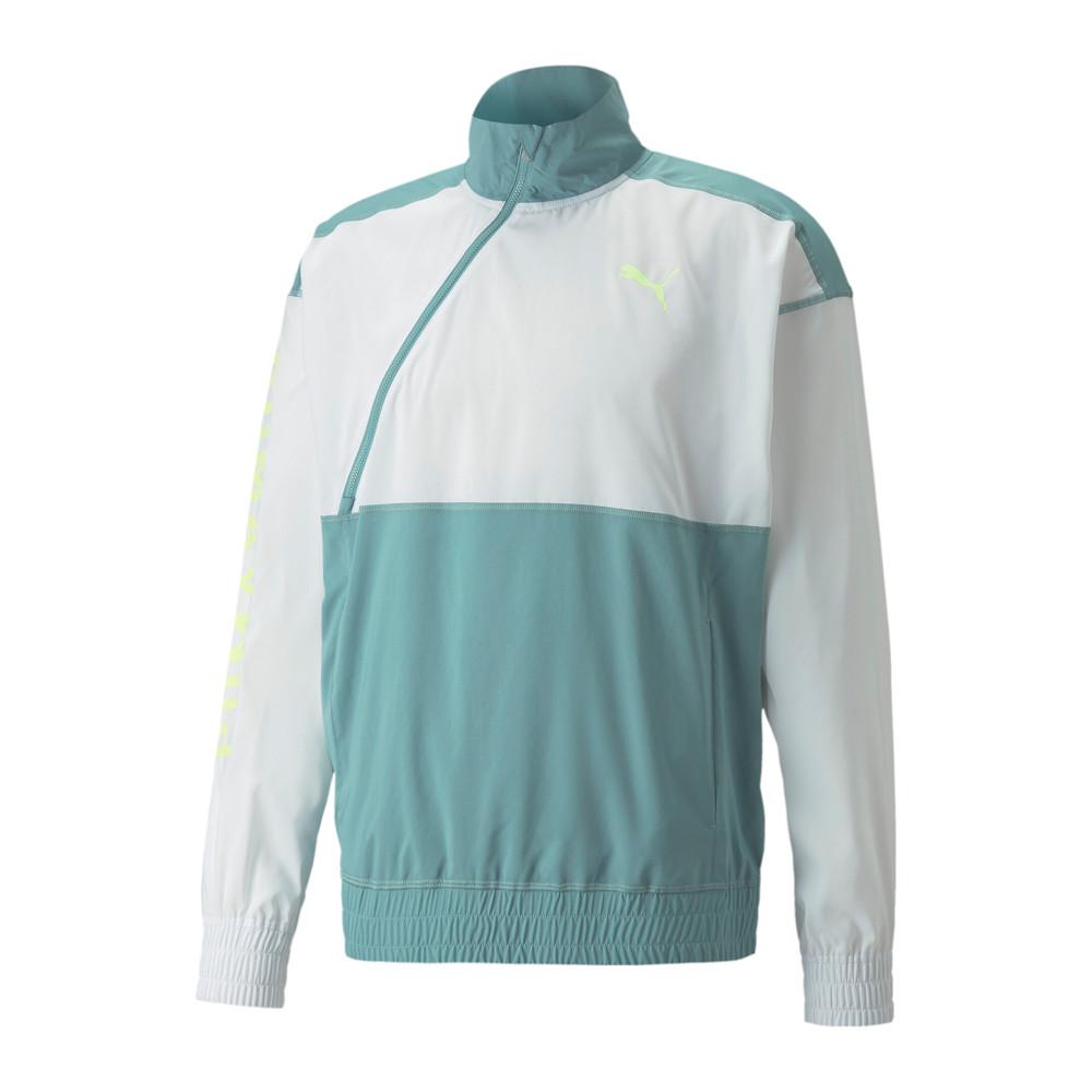 Coupe-Vent 1/2 Zip Bleu/Blanc Homme Puma Train Logo pas cher