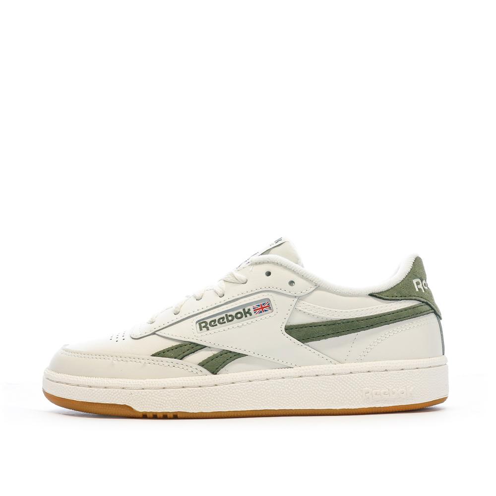 Baskets Blanches/Kaki Femme Reebok Revenge pas cher