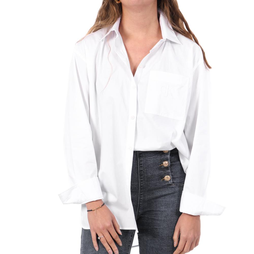 Chemises Blanche Femme Calvin Klein Jeans Poplin Relaxed pas cher