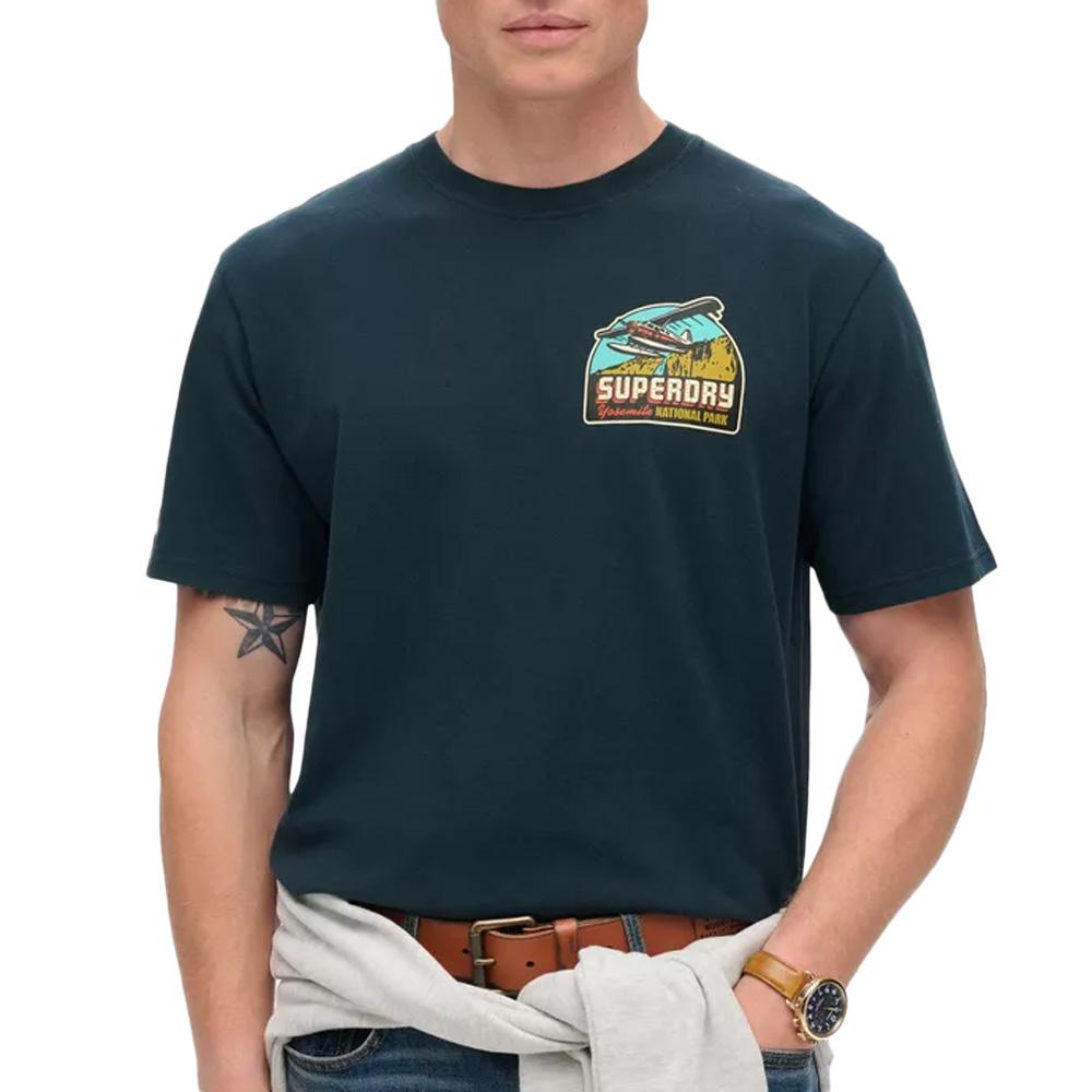 T-shirt Marine Homme Superdry Travel pas cher