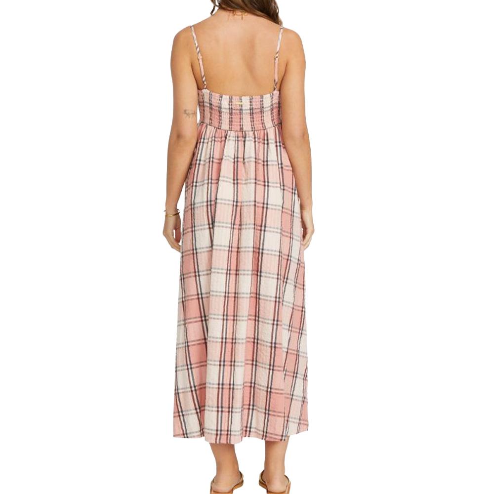 Vestido de cuadros rosa de mujer Billabong All Day Midi ver 2