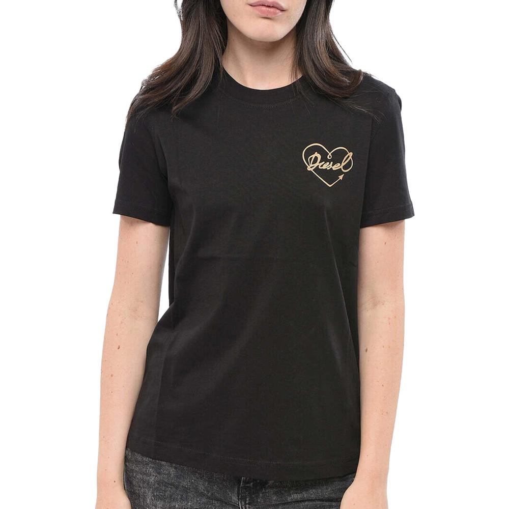 T-Shirt Noir Femme Diesel T-reg 53-d Maglietta pas cher