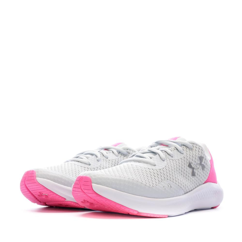 Chaussures de Sport Grise/Rose Femme Under Armour Charged Pursuit 3 vue 6