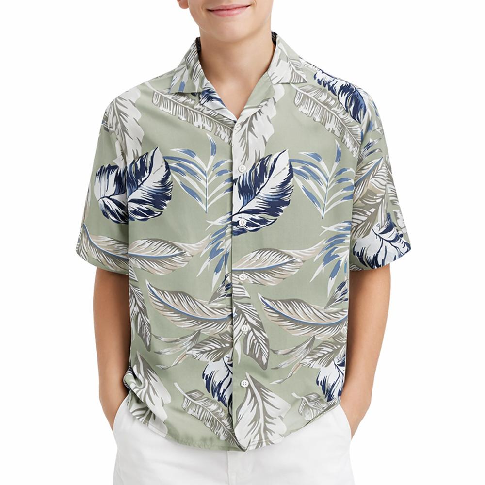 Chemisette Kaki/Marine Garçon Jack & Jones Resort Floral pas cher