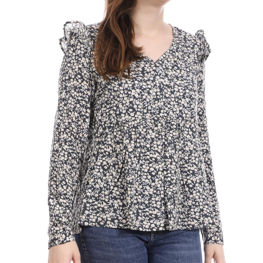 Blouse Bleu/Gris à fleurs Femme Les Tropéziennes Baliste pas cher