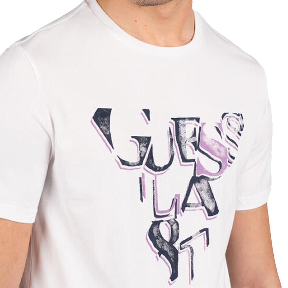 T-shirt Blanc Homme Guess Nesty vue 2