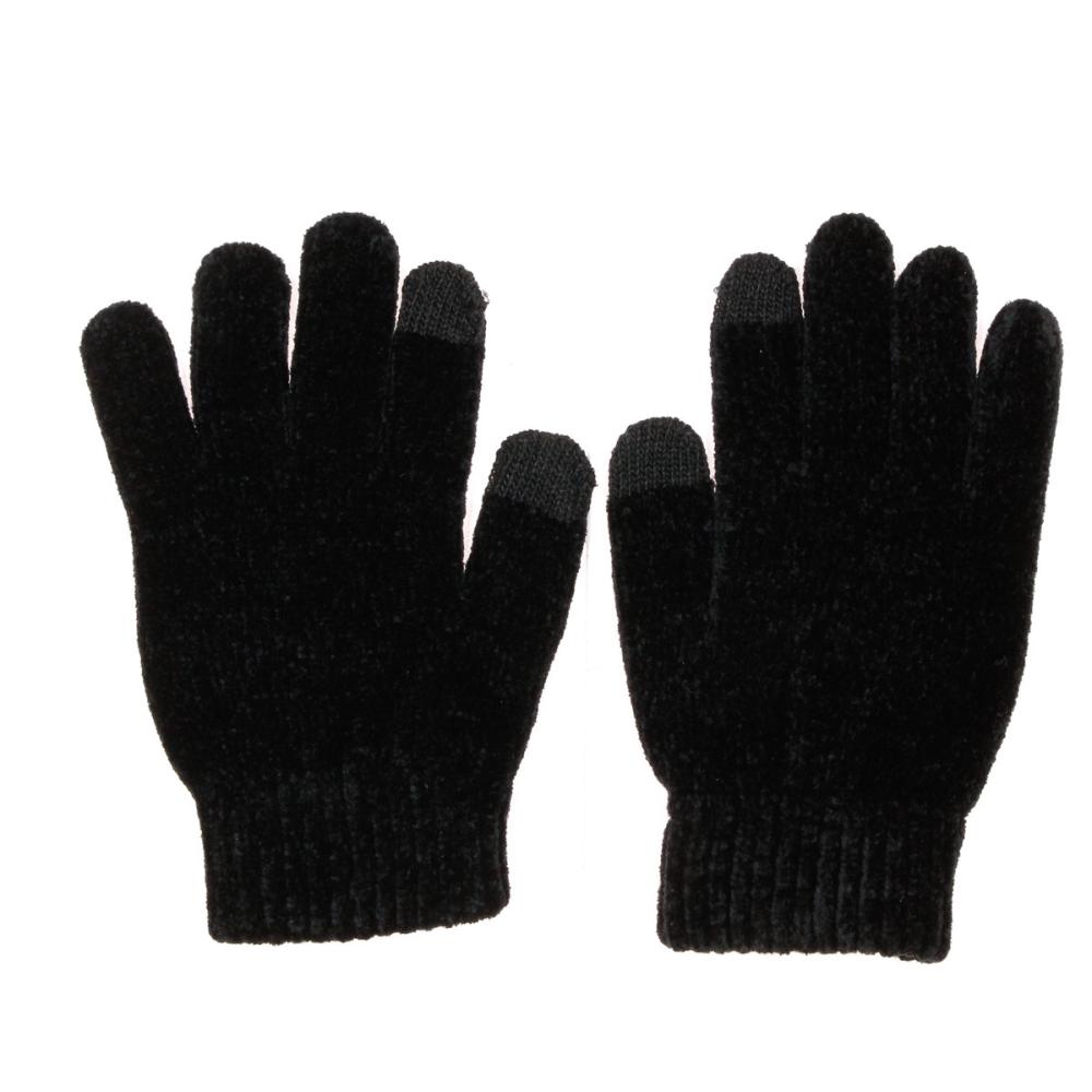 Gants Noir Femme Infinitif Paris Chenille pas cher