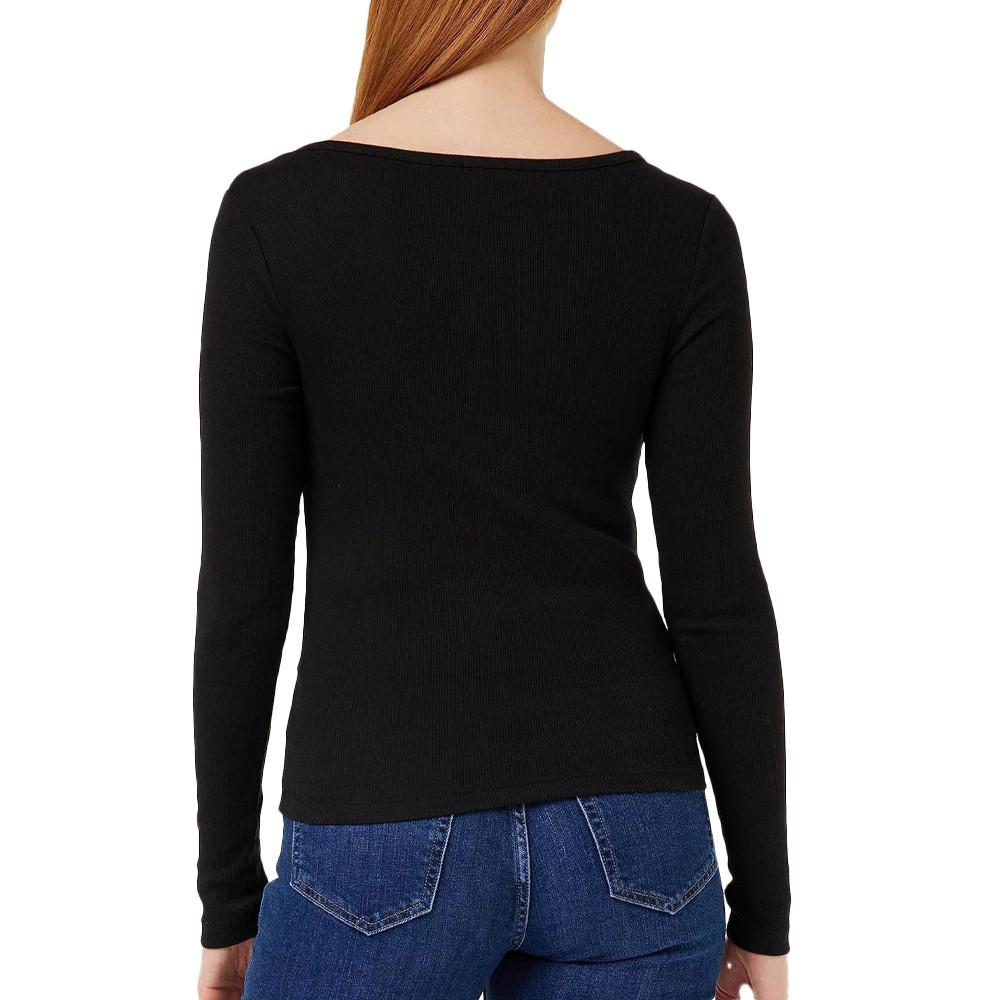 T-shirt Manches Longues Noir Femme Tommy Hilfiger Button vue 2