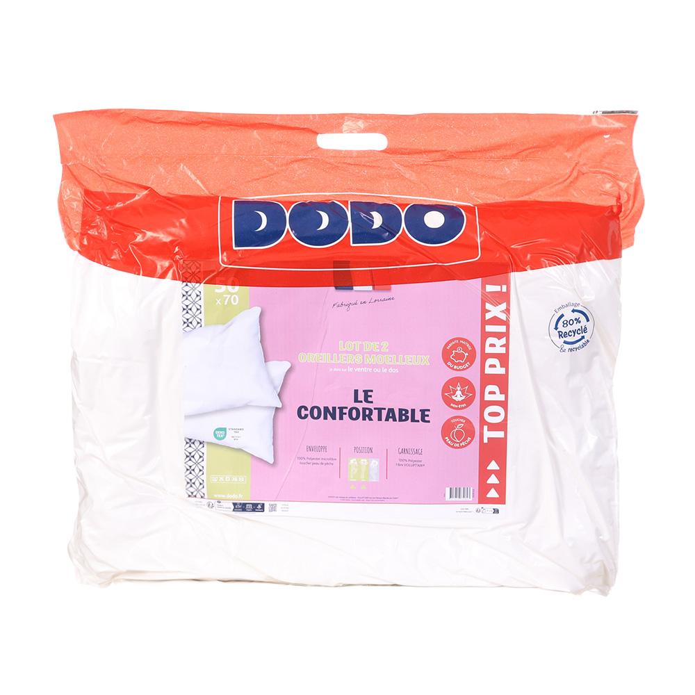 X2 Oreillers Blanc Dodo Moelleux confort 50x70 pas cher