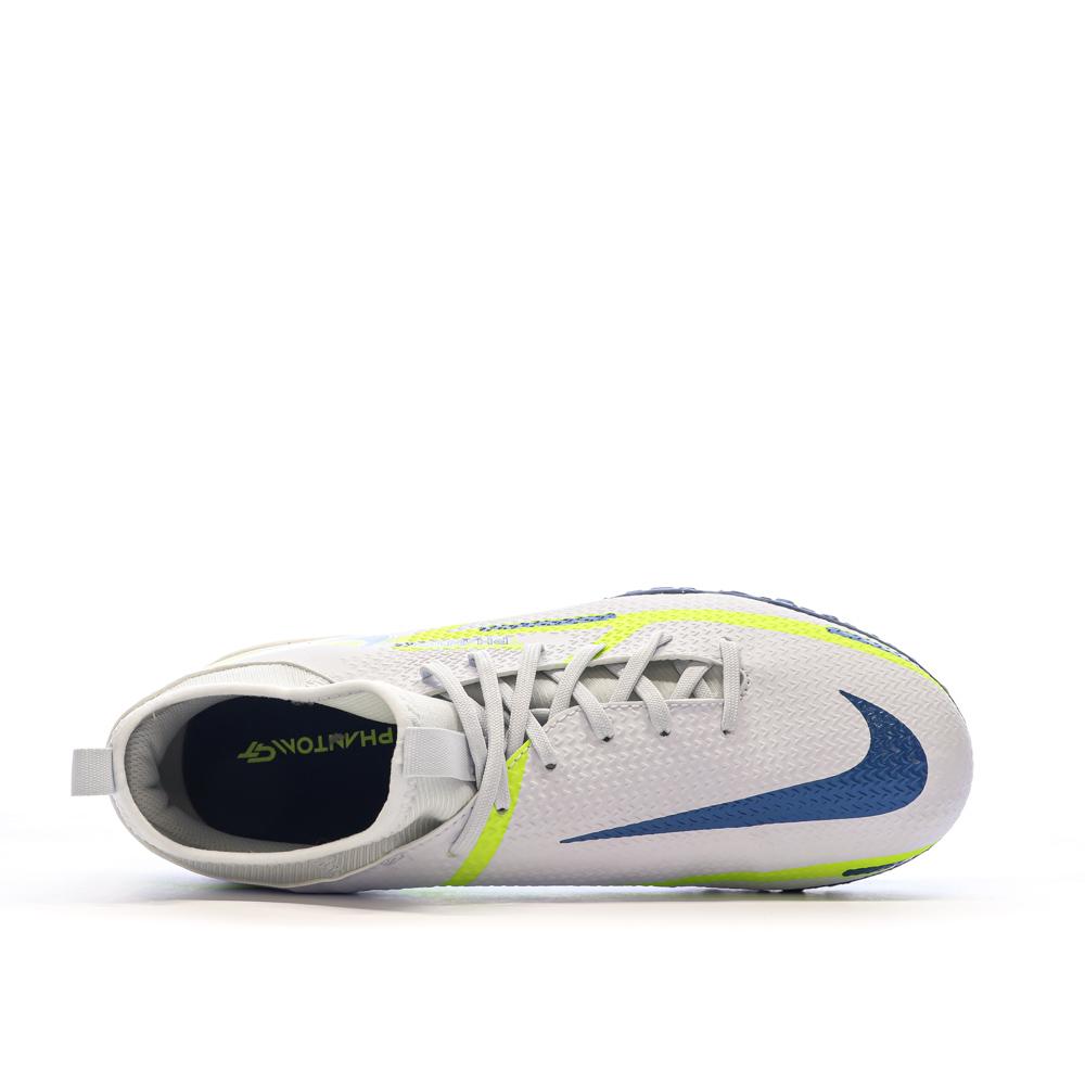 Chaussures de Foot Blanc/Bleu/Jaune Junior Nike Phantom GT2 Academy vue 4