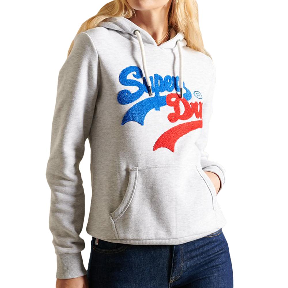 Sweat à Capuche Gris Femme Superdry Source pas cher