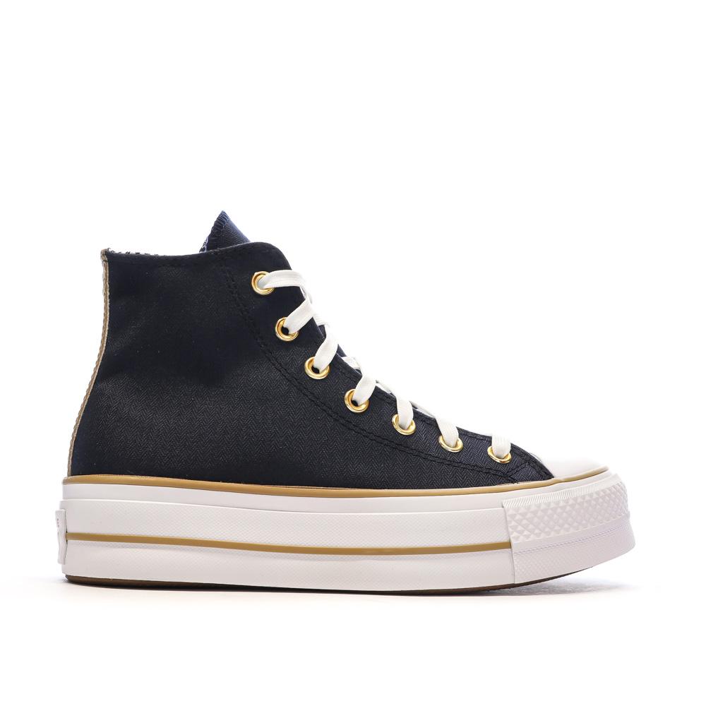 Baskets Noires Femme Converse All Star Lift Platform Herringbone vue 2
