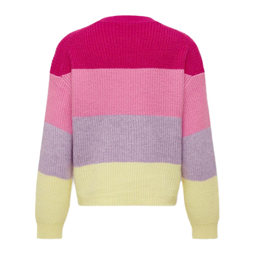 Pull  Rose/Jaune Fille Kids Only Stripe vue 2