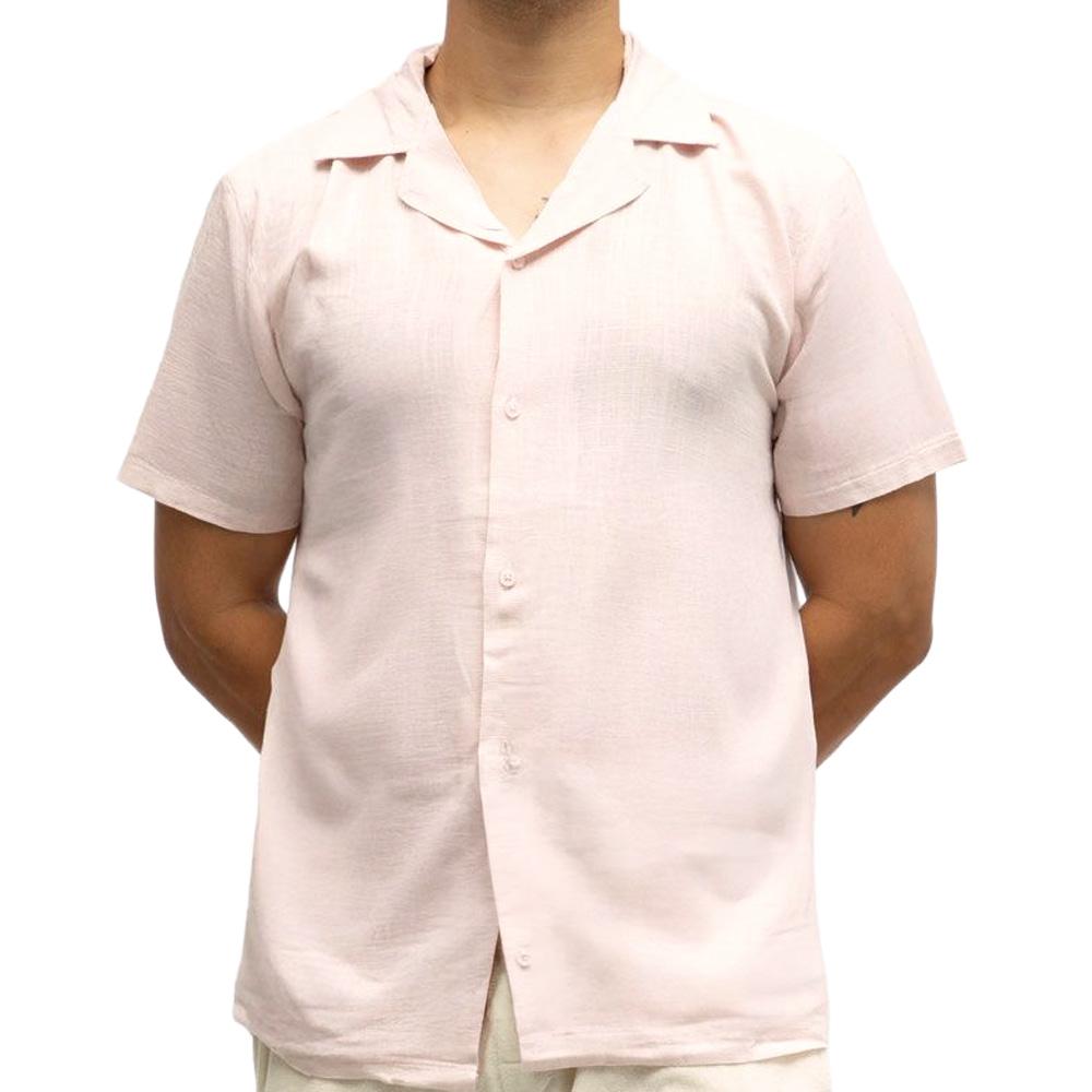 Camisa rosa claro para hombre de Paname Brothers, de lino Ficelle barato