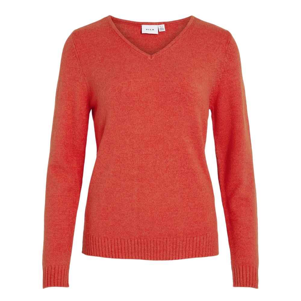 Pull Col V Rouge Femme Vila 69 pas cher