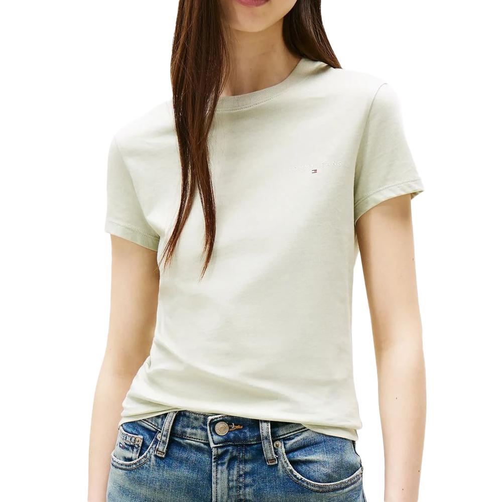 T-shirt Vert Clair Femme Tommy Hilfiger Slim Linear DW0DW21164 pas cher