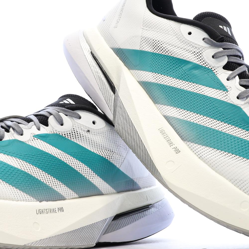 Baskets Blanches/Turquoises Adidas Adizero Boston 13 vue 7