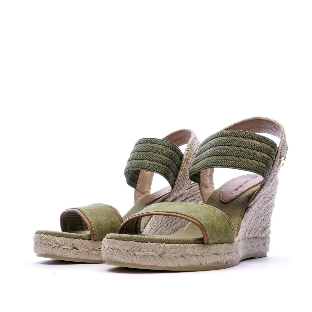 Sandales compensées en daim vert femmes Tommy Hilfiger vue 6