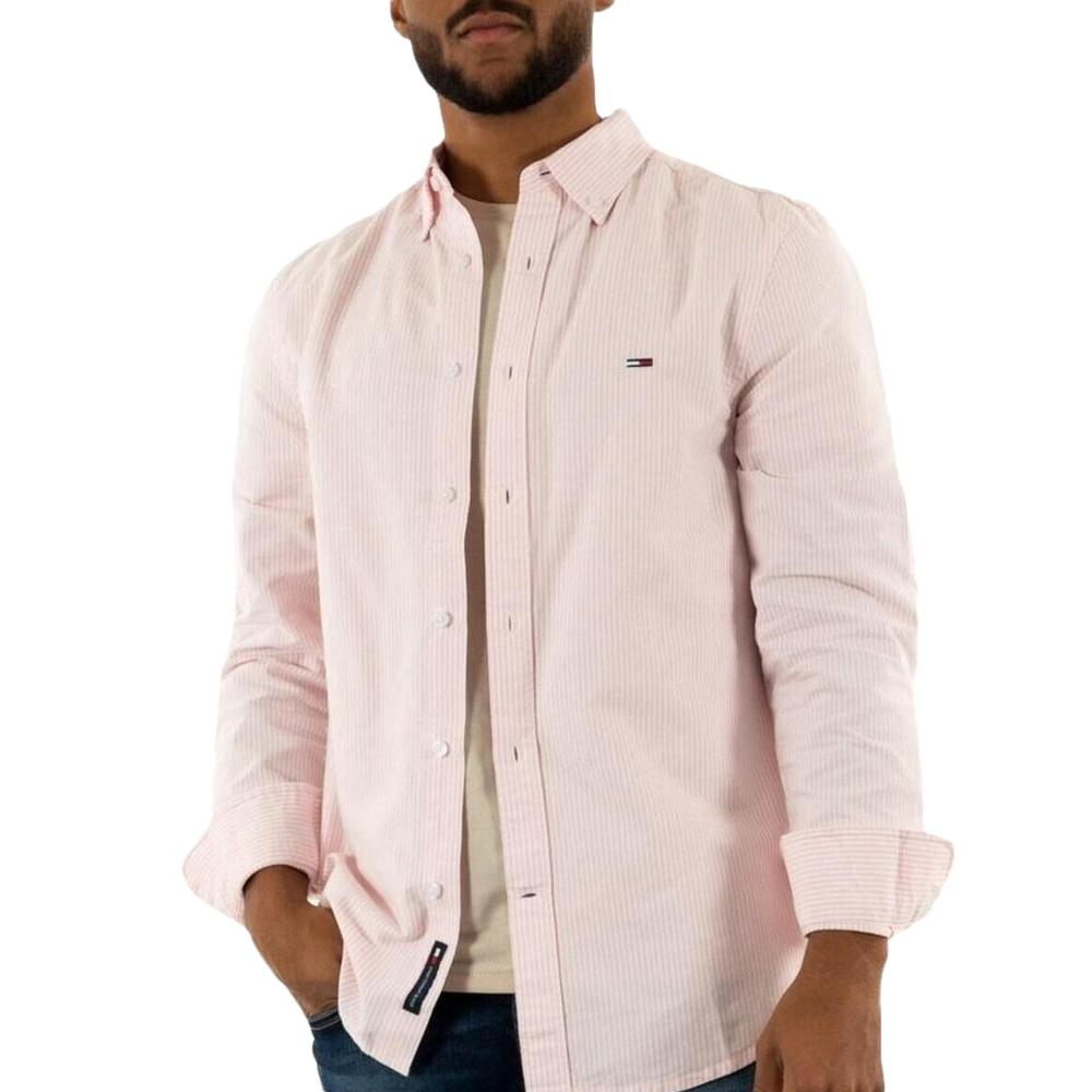 Chemise Rayures Bordeaux/Blanc Homme Tommy Hilfiger Slim Stripe pas cher