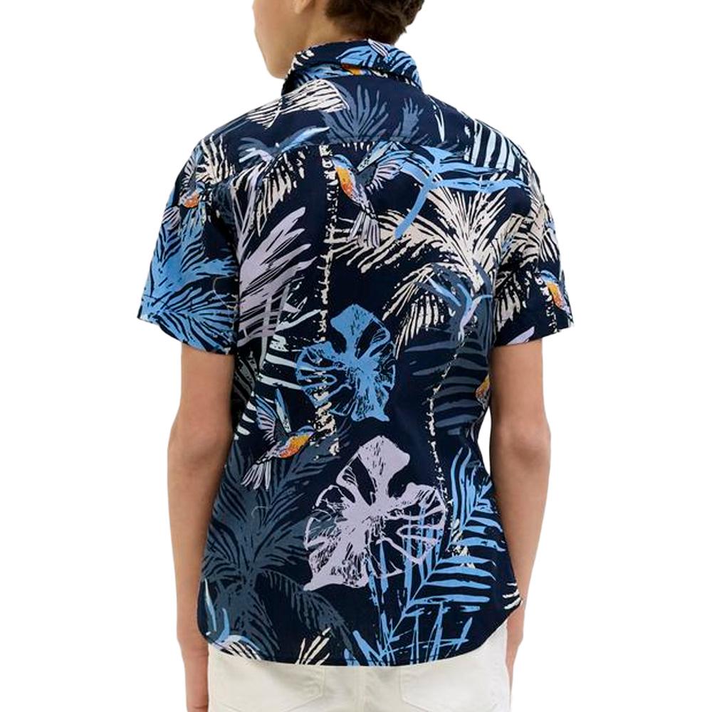 Chemise Noir/Marine à Motifs Garçon Jack & Jones Hawaii vue 2
