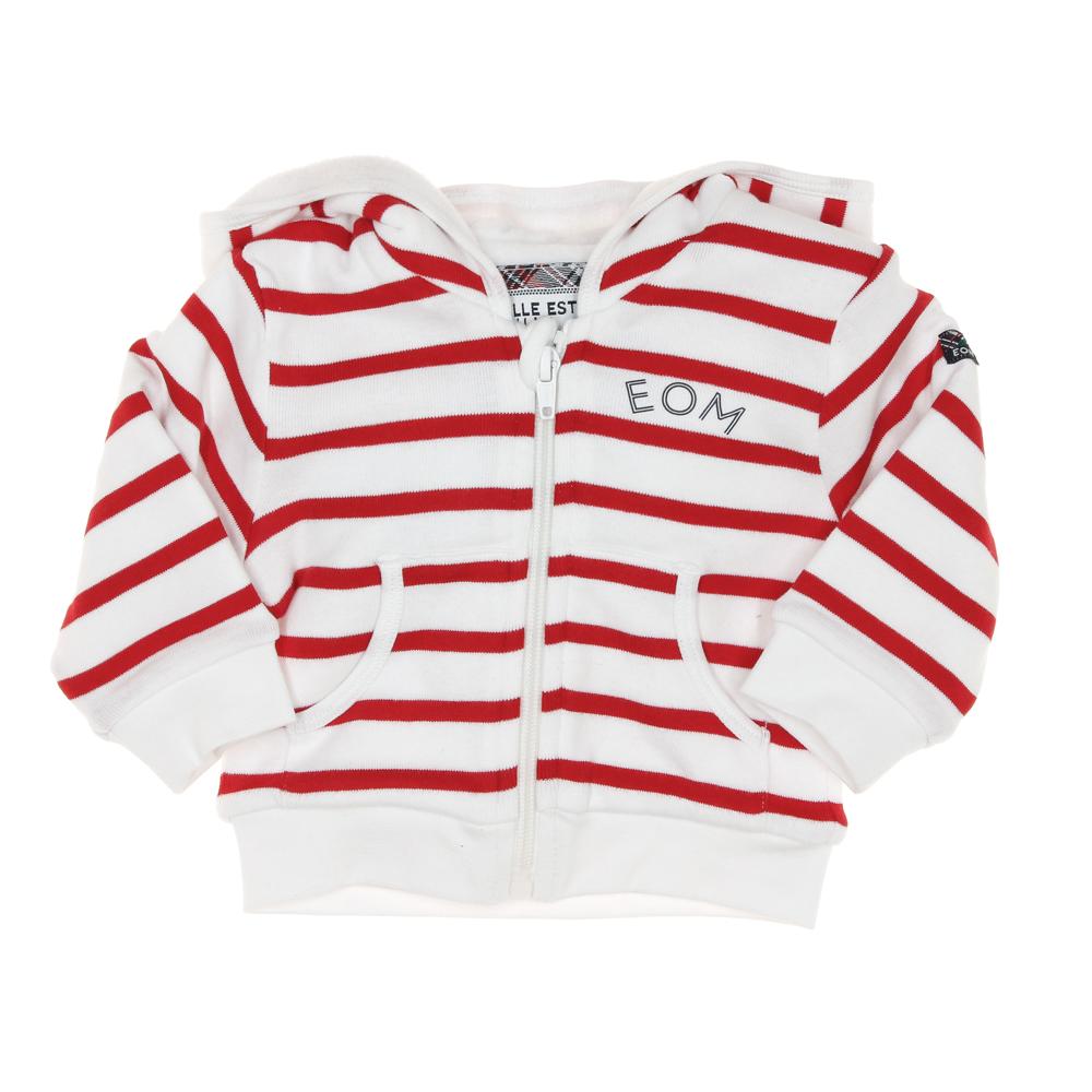 Sweat Zippé Rouge/Blanc Rayure Garçon EOM Bananova pas cher