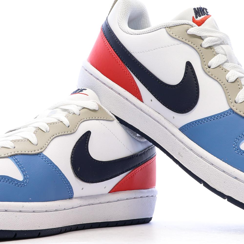 Baskets Blanches/Noires/Bleu Garçon Nike Court Borough vue 7