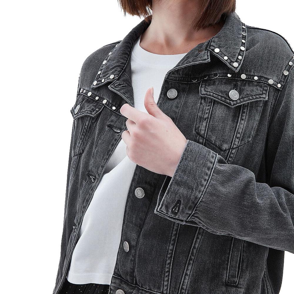 Veste en Jean Noire Femme Teddy Smith Blumindale Stud vue 2