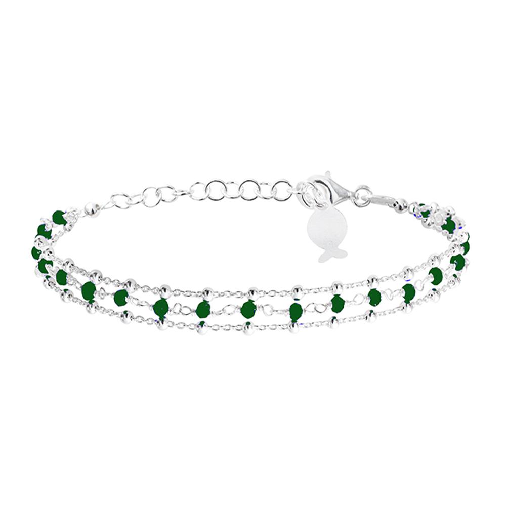 Bracelet Multi Chaînes Vert Clio Blue Noemie pas cher