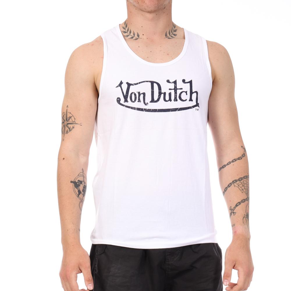 Débardeur Blanc Homme Von Dutch Poitrine pas cher