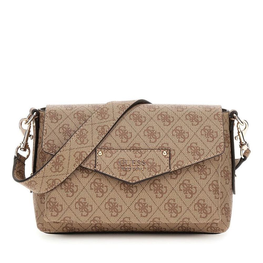 Sac à Bandoulière Marron Femme Guess Brenton pas cher