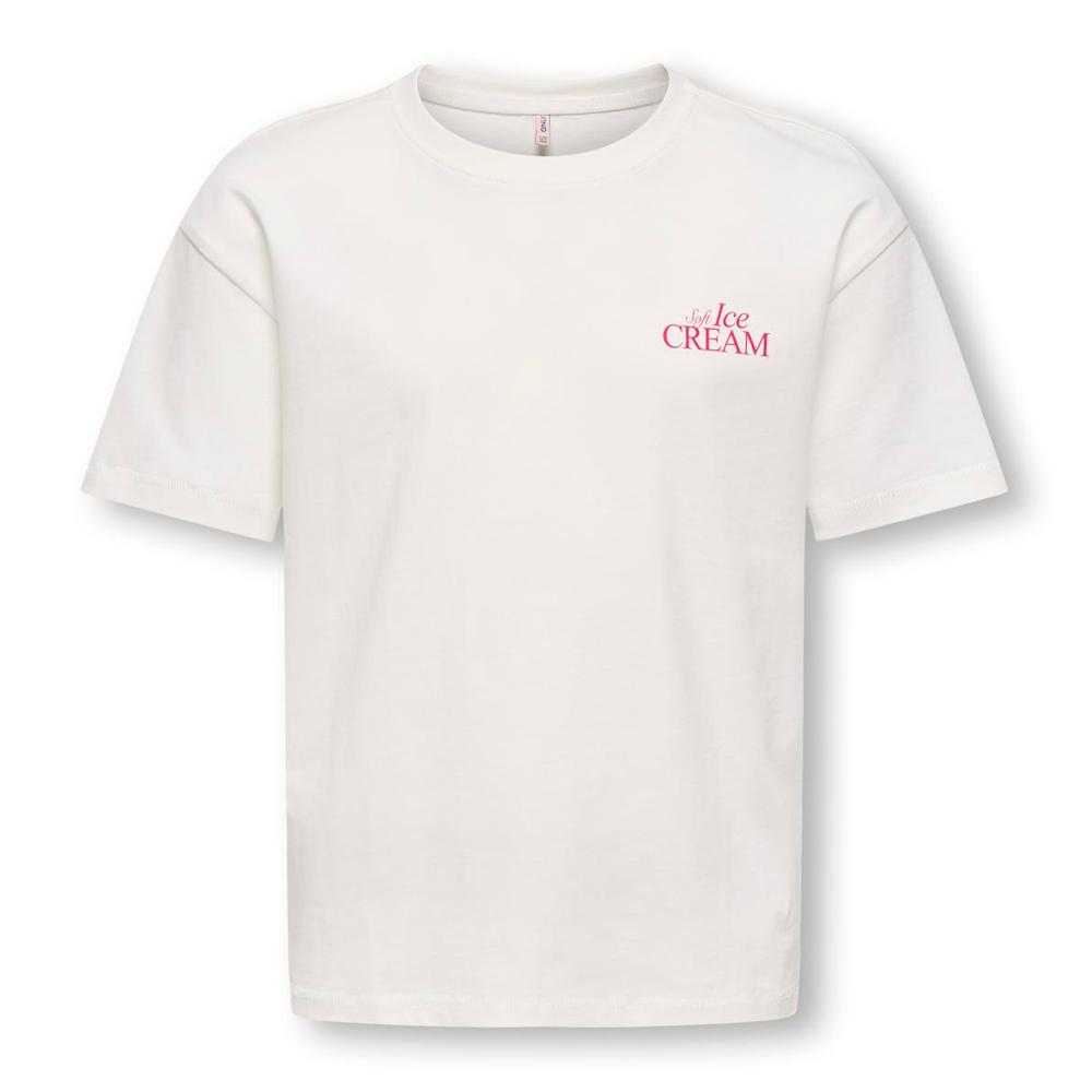 Camiseta blanca/rosa para niña, ONLY Koghelen barato