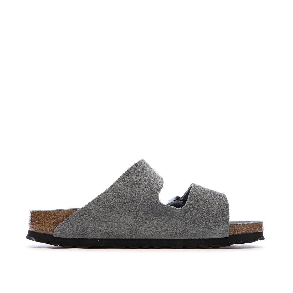 Sandales Grises Mixte Birkenstock Arizona Suede Leather Narrow vue 2