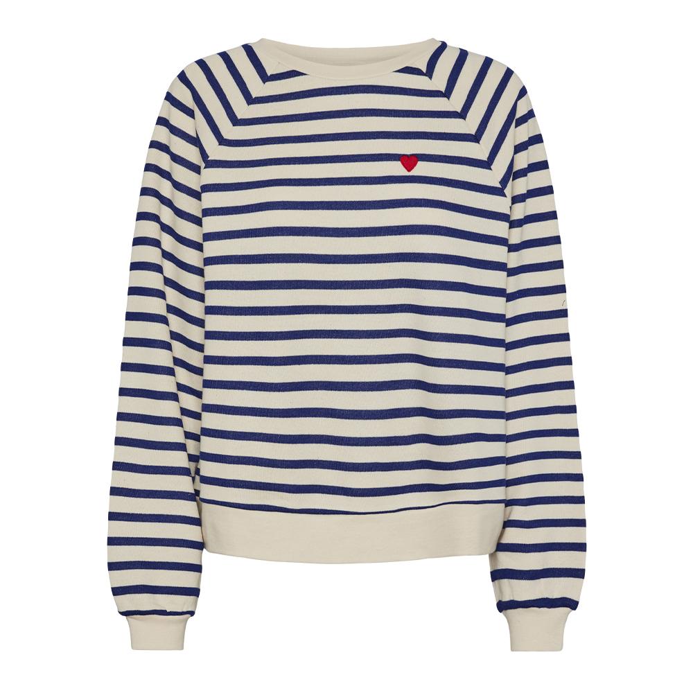 Sweat Marinière Bleu/Ecru Femme Pieces Greta pas cher